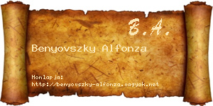 Benyovszky Alfonza névjegykártya